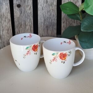 Simply Fine Lenox Chirp Bone China Set Of Two Mugs Watercolor Flowering Branches